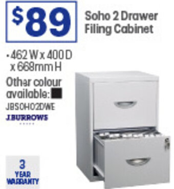 Officeworks Soho 2 Drawer Filing Cabinet offer