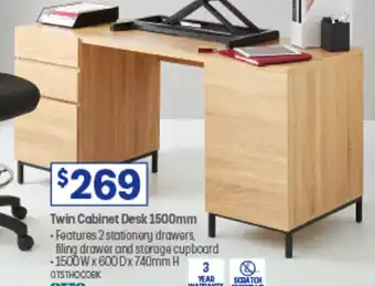 Officeworks Twin Cabinet Desk 1500mm offer