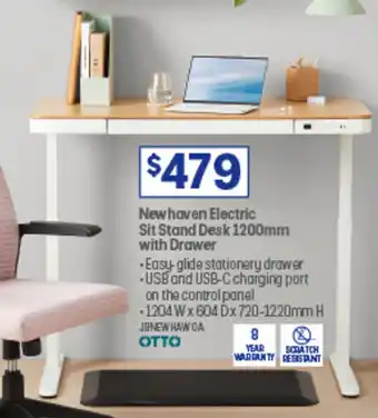 Officeworks Newhaven Electric Sit Stand Desk 1200mm With Drawer offer