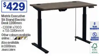 Officeworks MAtrix Executive Sit Stand Electric Desk 1200mm offer