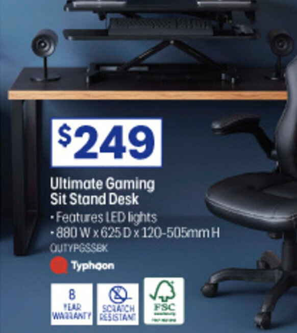 Ultimate Gaming Sit Stand Desk offer at Officeworks