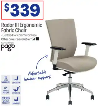 Officeworks Radar III Ergonomic Fabric Chair offer