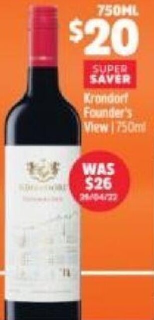 BWS Krondorf Founder's View 750ml offer