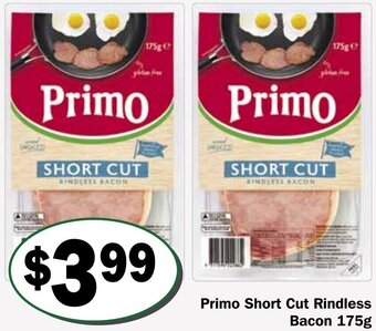 Friendly Grocer Primo Short Cut Rindless Bacon 175g offer