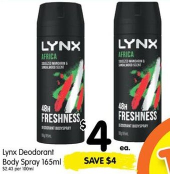 Spar Lynx Deodorant Body Spray 165ml offer