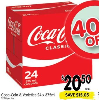 Spar Coca-Cola & Varieties 24 x 375ml offer