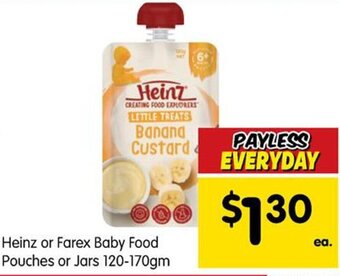 Spar Heinz or Farex Baby Food Pouches or Jars 120-170gm offer