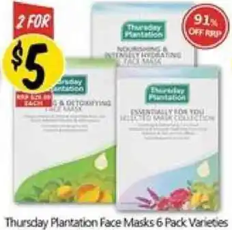 Not Quite Right Thursday Plantation Face Masks 6 Pack Varieties offer