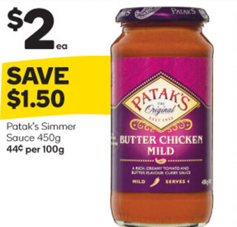 Woolworths Patak's Simmer Sauce 450g offer