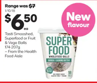 Woolworths Tosti Smooshed, Superfood or Fruit & Vege Balls 174-207g offer