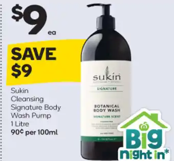 Woolworths Sukin Cleansing Signature Body Wash Pump 1 Litre offer