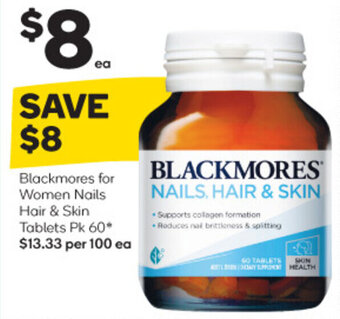 Woolworths Blackmores for Women Nails Hair & Skin Tablets Pk 60* offer