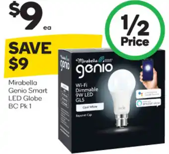 Woolworths Mirabella Genio Smart LED Globe BC Pk 1 offer