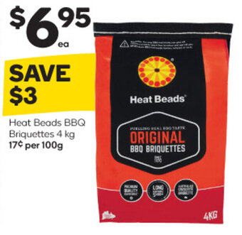 Woolworths Heat Beads BBQ Briquettes 4 kg offer