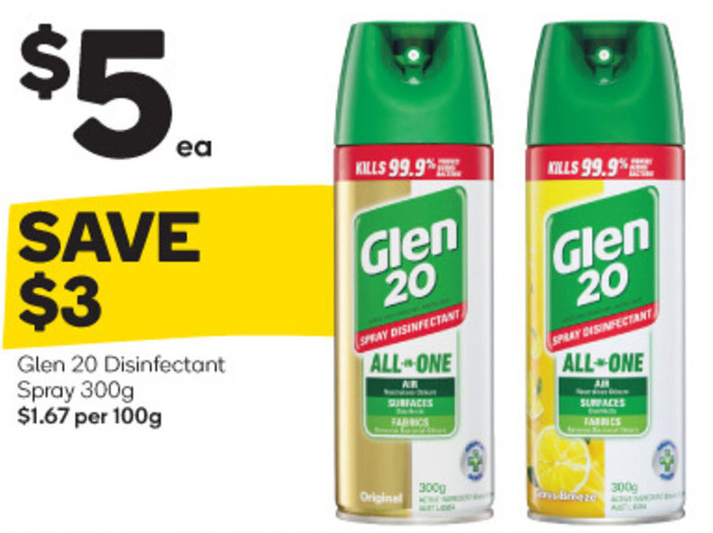 Glen 20 Disinfectant Spray 300g offer at Woolworths