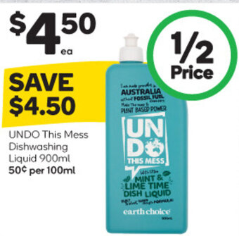 Woolworths Undo This Mess Dishwashing Liquid 900ml offer