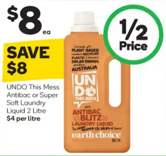 Woolworths Undo This Mess Antibac or Super Soft Laundry Liquid 2 Llitre offer