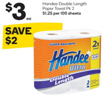 Woolworths Handee Double Length Paper Towel Pk 2 offer