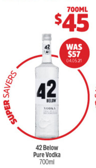 Woolworths 42 Below Pure Vodka 700ml offer