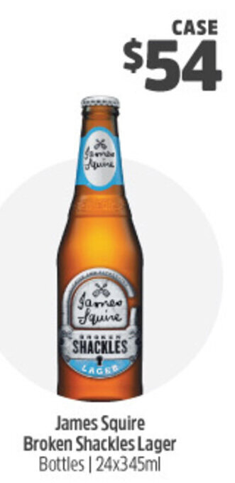 Woolworths James Squire Broken Shackles Lager 24x345ml offer