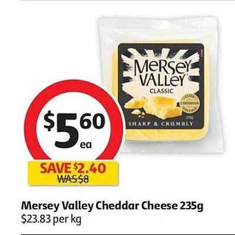 Coles Mersey Valley Cheddar Cheese 235g offer