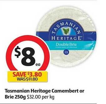 Coles Tasmanian Heritage Camembert Or Brie 250g offer