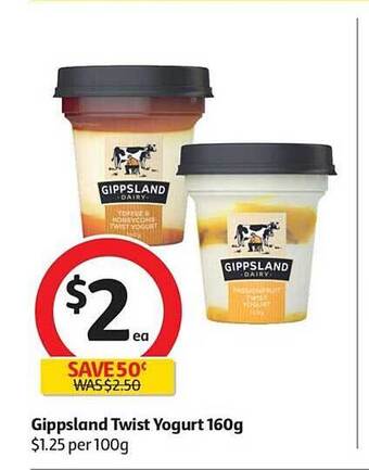 Coles Gippsland Twist Yogurt 160g offer
