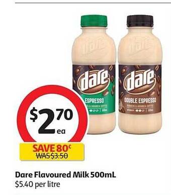 Coles Dare Flavoured Milk 500ml offer
