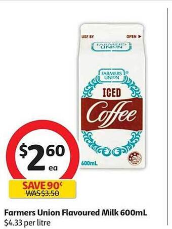 Coles Farmers Union Flavoured Milk 600ml offer