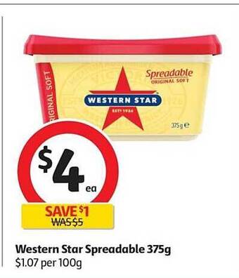 Coles Western Star Spreadable 375g offer