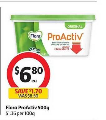 Coles Flora Proactiv 500g offer