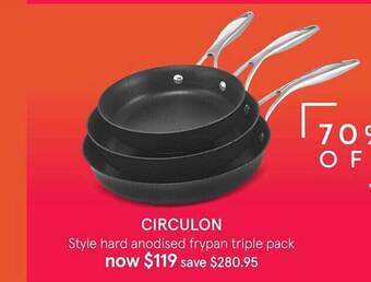 Myer Circulon Style Hard Anodised Frypan Triple Pack offer