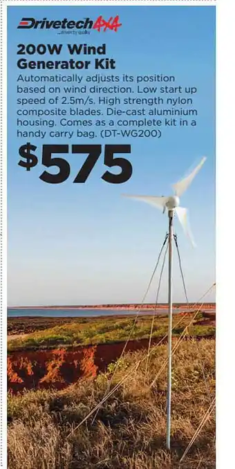 Repco Drivetech 200w Wind Generator Kit offer