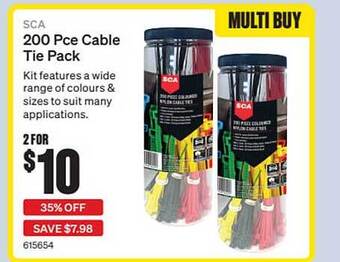 SuperCheap Auto Sca 200 Pce Cable Tie Pack offer