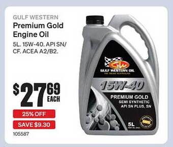 SuperCheap Auto Gulf Western Premium Gold Engine Oil offer