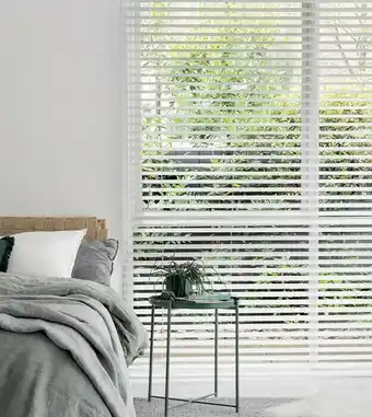 Spotlight 50% off 50mm White Ready-To-Hang Timber Venetian Blinds offer