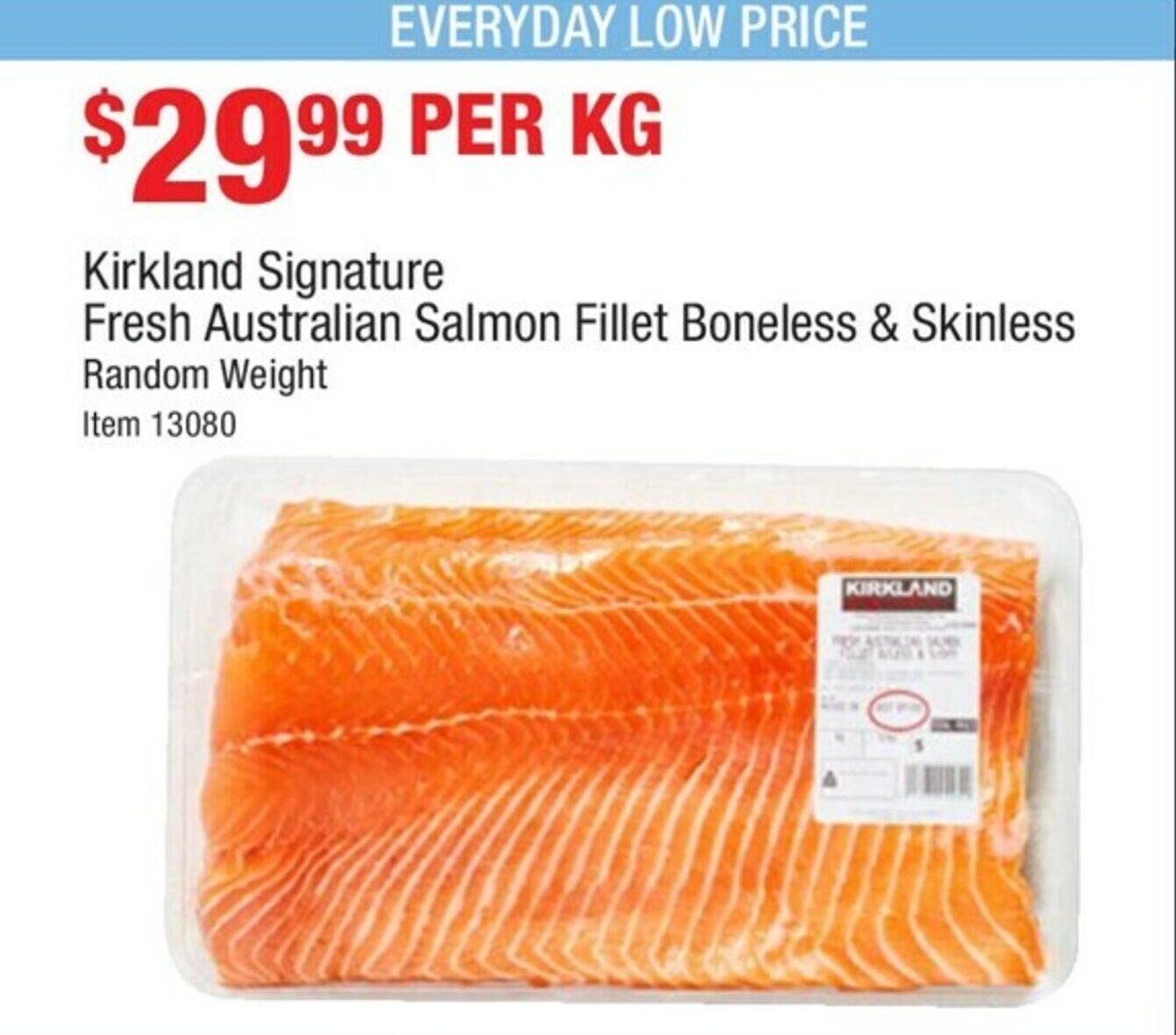 Kirkland Signature Fresh Australian Salmon Fillet Boneless & Skinless