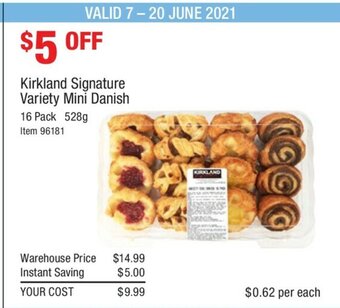 Costco Kirkland Signature Variety Mini Danish 16 Pack offer