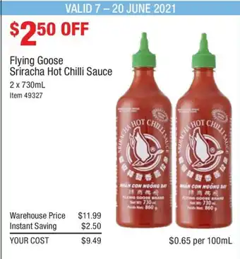 Flying Goose Sriracha Hot Chilli Sauce 2x730mL