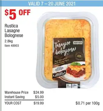 Rustica Lasagne Bolognese 2.8kg