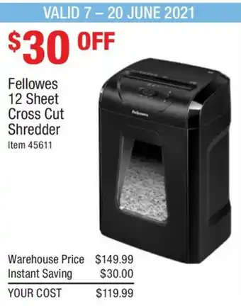 Fellowes 12 Sheet Cross Cut Shredder