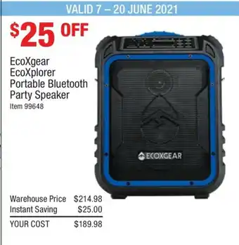 Costco EcoXgear EcoXplorer Portable Bluetooth Party Speaker offer