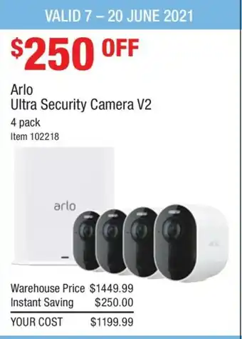 Costco Arlo Ultra Security Camera V2 4 Pack offer