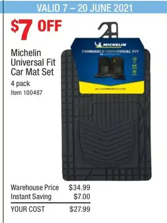 Costco Michelin Universal Fit Car Mat Set 4 Pack offer