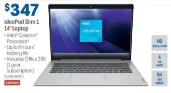 Officeworks Lenovo ideaPad Slim 1 14" Laptop - SLNSLIM1CL offer