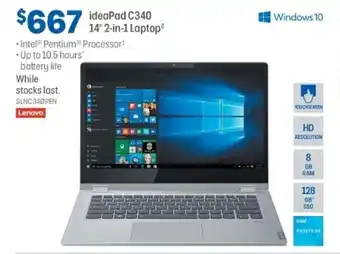 Officeworks Lenovo ideaPad C340 14" 2-in-1 Laptop - SLNC340PEN offer