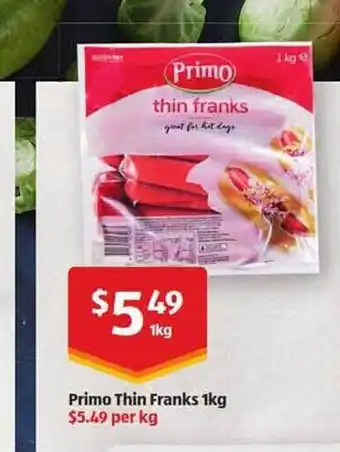 ALDI Primo Thin Franks offer