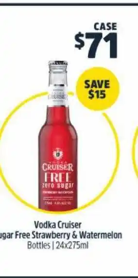 Vodka Cruiser Sugar Free Strawberry & Watermelon
