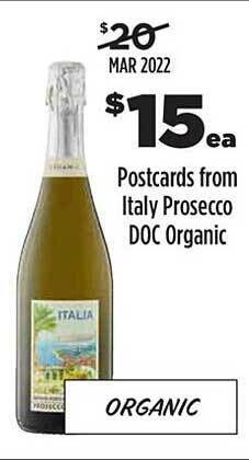 Liquorland Postcards From Italy Prosecco Doc Organic offer