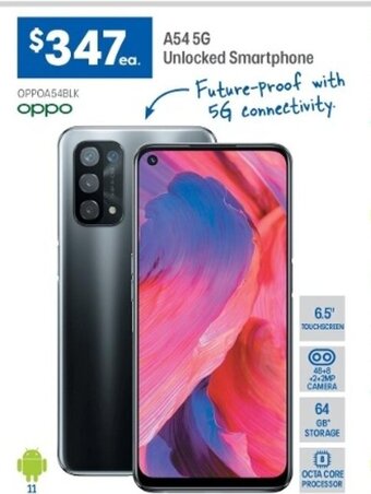 Officeworks Oppo - A54 5G Unlocked Smartphone offer